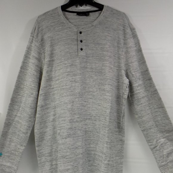 Marc Anthony Grey Heathered Long Sleeve Henley Slim Fit Size XXL - Picture 1 of 6